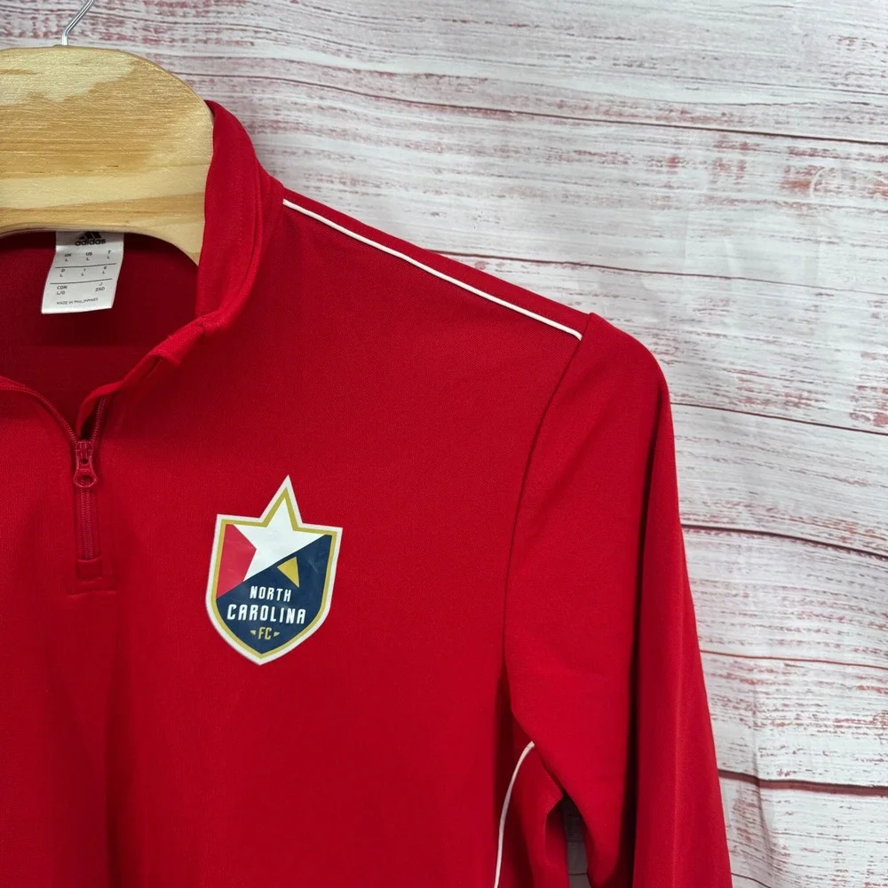 Adidas North Carolina FC Soccer 1/4 Zip Pullover Mens‎ Large Red Performance